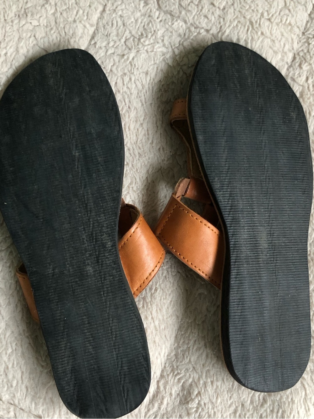 Boho Cuba Stamped Tan Leather Toe-Loop Slide Sandals Size 39 - Picture 11 of 11